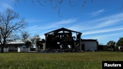 Le Victoria Islamic Center, un jour après l'incendie islamophobe, Victoria, Texas, le 29 janvier 2017. 