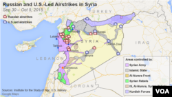 Russian and U.S.-led airstrikes in Syria