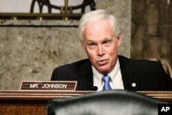 Sen. Ron Johnson, R-Wisc., asks a question during a meeting of the Senate Foreign Relations Committee on Capitol Hill in Washington, April 27, 2021.