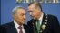 Turkey's Prime Minister Recep Tayyip Erdogan, right, and Kazakh President Nursultan Nazarbayev seen during a press conference in Ankara, Oct. 11, 2012.