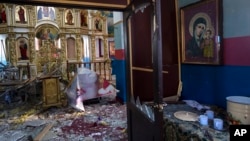 Украинская православная церковь в Ясногородке, где украинская армия остановила наступление российской армии