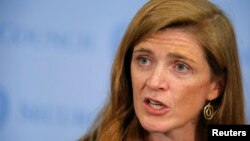 FILE - U.S. Ambassador to the United Nations Samantha Power 