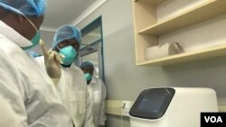 Some doctors and nurses at Wilkins Hospital in Harare where the suspected coronavirus patient was supposed to undergo tests. (Photo: Mavis Gama)