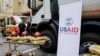 Tim penyelamat Ukraina terlihat di samping peralatan baru yang diberikan oleh Badan Pembangunan Internasional Amerika Serikat (USAID) di Kyiv, Ukraina, 17 Juli 2023. (Foto: Alina Smutko/Reuters)