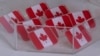 FILE - In this image made from video, Canadian flag pins are on display at the Whiskeyjack Boutique gift shop, March 4, 2025, in Windsor, Ontario. 