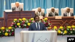 Le président de la République démocratique du Congo, Joseph Kabila, prononce un discours au parlement à Kinshasa, le 19 juillet 2018.