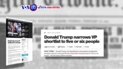 VOA60 Elections - CBS News : Trump has narrowed his Vice President choices to five or six people