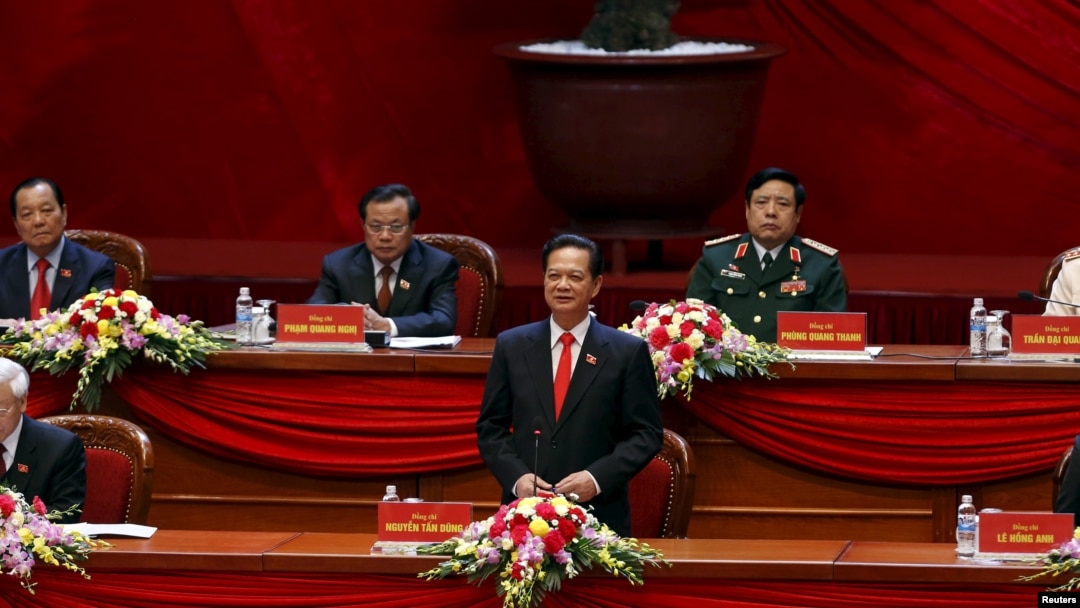 FILE - Vietnam's Prime Minister Nguyen Tan Dung (C, bottom) speaks during the opening ceremony of the 12th National Congress of Vietnam's Communist Party in Hanoi, Vietnam, Jan. 21, 2016.