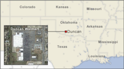 Location of the Walmart in Duncan, Oklahoma