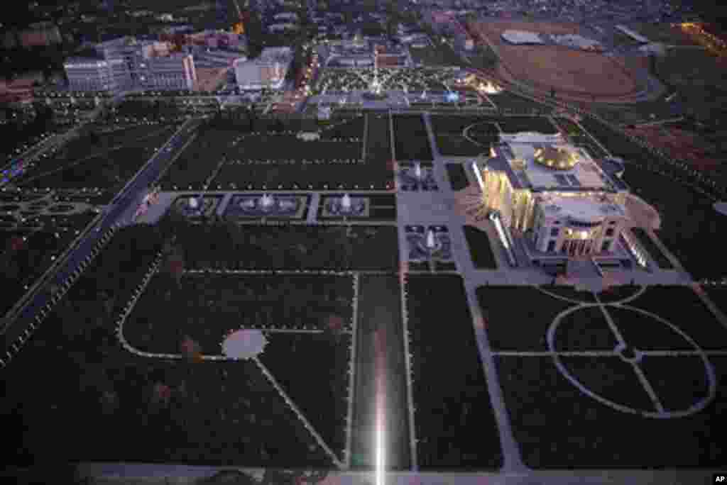 A view of the Palace of Nations from the world's tallest flagpole in Dushanbe, Tajikistan, September 29, 2011. –VOA Photo Y. Weeks