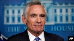 FILE - White House coronavirus adviser Dr. Scott Atlas speaks during a news conference in the James Brady Press Briefing Room of the White House in Washington, Sept. 23, 2020.