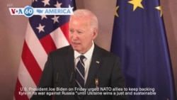 VOA60 America - Biden visits Germany, urges NATO allies to keep backing Ukraine