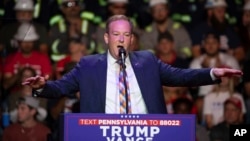 FILE - Lee Zeldin, a former Republican congressman from New York, speaks before Republican presidential nominee former President Donald Trump at a campaign rally at Ed Fry Arena in Indiana, Pennsylvania, Sept. 23, 2024.