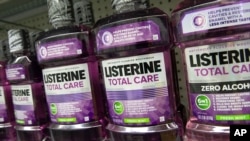 Listerine mouthwash, from Johnson & Johnson, is displayed in a pharmacy, July 16, 2020.