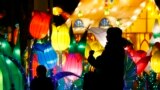 Visitors are silhouetted against the annual yearend illumination &quot;Winter Fantasia&quot; at Toshimaen amusement park in Tokyo, Japan.