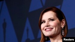 Geena Davis arrives at the 2019 Governors Awards in Hollywood, California, Oct. 27, 2019.