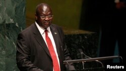 South Sudan's former Vice President Riek Machar at United Nations General Assembly, New York, July 2011 file photo.