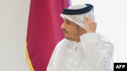 Qatar's Prime Minister and Foreign Affairs Minister Sheikh Mohammed bin Abdulrahman bin Jassim al-Thani looks on during a meeting with the US Secretary of State in Doha on October 24, 2024.