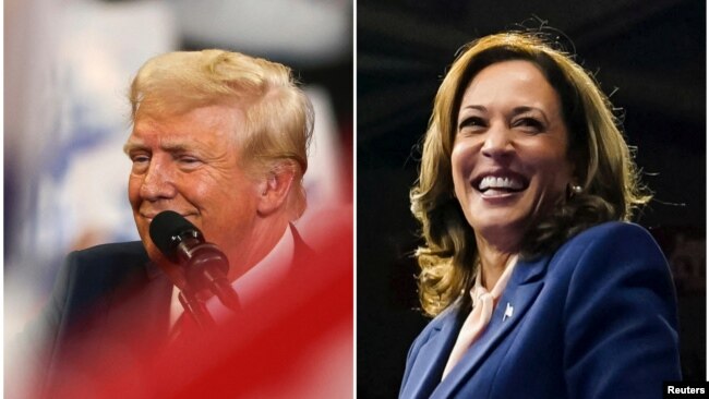 Una imagen combinada muestra al candidato presidencial republicano y expresidente de EEUU, Trump, y a la vicepresidenta estadounidense y candidata presidencial demócrata, Harris; ambos se enfrentarán en un debate público pactado para el 10 de septiembre de 2024 en ABC News.