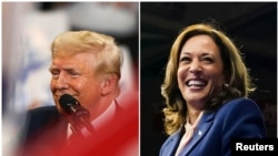 Una imagen combinada muestra al candidato presidencial republicano y expresidente estadounidense Donald Trump y a la vicepresidente y candidata demócrata Kamala Harris.