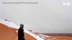 شمالی الجیریا کے صحرا میں برف باری