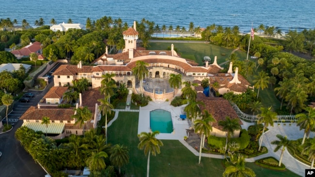 An aerial view of former President Donald Trump's Mar-a-Lago estate is seen Wednesday, Aug. 10, 2022, in Palm Beach, Fla. Court papers show that the FBI recovered documents labeled “top secret” from former President Donald Trump’s Mar-a-Lago estate in Florida. (AP Photo/Steve Helber)