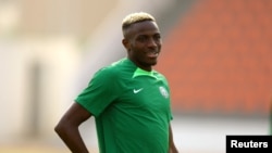 Nigeria's Victor Osimhen trains with the rest of the squad at Stade Annex, Bouake, Ivory Coast, February 6, 2024.