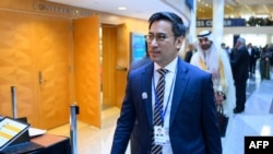 FILE - Bank of Thailand Governor Sethaput Suthiwartnarueput arrives for the International Monetary and Financial Committee plenary during the International Monetary Fund/World Bank Annual Meetings in Washington on October 25, 2024.