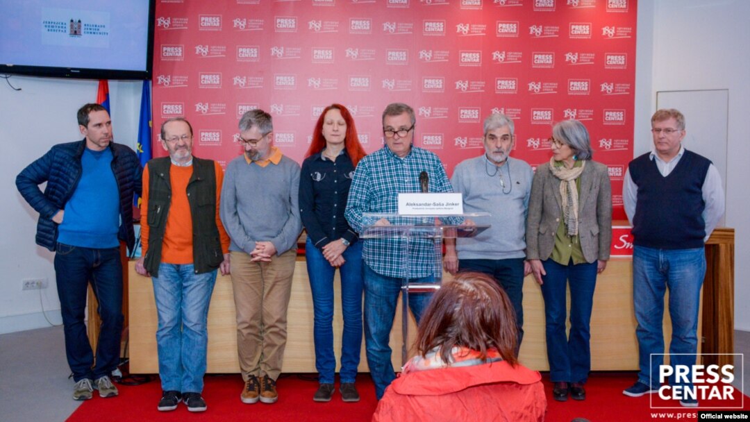 Novoizabrano rukovodstvo Jevrejske opštine Beograd, na konferenciji u Pres centru UNS-a, u Beogradu, 19. marta 2019. (Foto: Pres centar UNS-a)