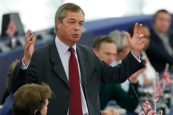 Brexit Party chairman Nigel Farage speaks during a debate at the European Parliament in Strasbourg, France, July 16, 2019.