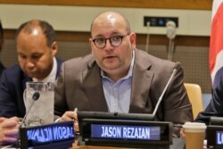 FILE - Washington Post journalist Jason Rezaian participates in a panel discussion on media freedom at United Nations headquarters, Sept. 25, 2019.