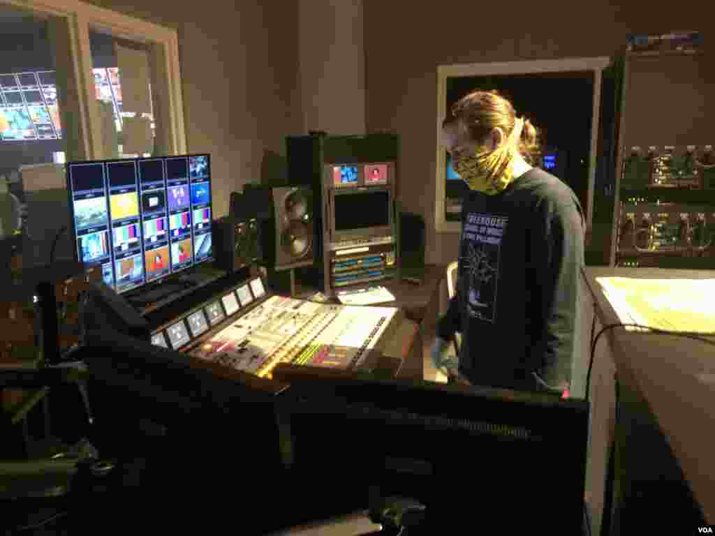 VOA&#39;s Austin Madert manning the audio controls. 