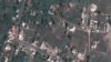 Photo: A satellite view of an area near a road leading in and out of Oleshky, Kherson region