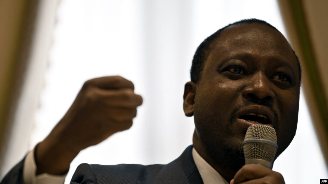 FILE — Former rebel leader and would-be Ivory Coast presidential candidate Guillaume Soro gives a press conference in Paris, January 28, 2020. 