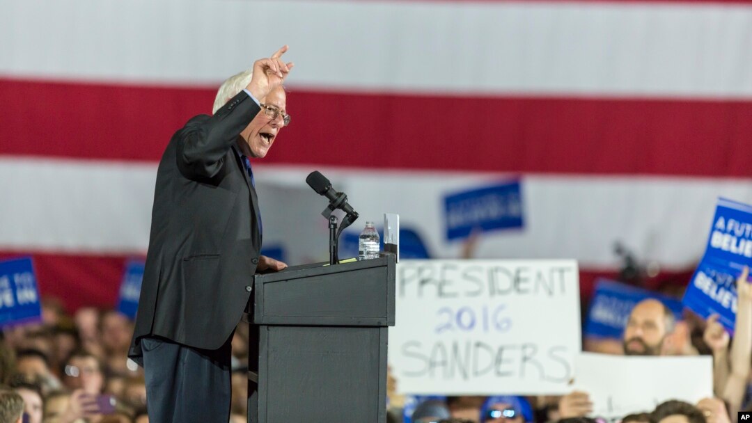 Democratic presidential candidate Sen. Bernie Sanders of Vermont speaks at a campaign stop in Madison, Wis., March 26, 2016.