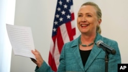 US Secretary of State Hillary Clinton during a press conference in East Timor, Sept 6, 2012