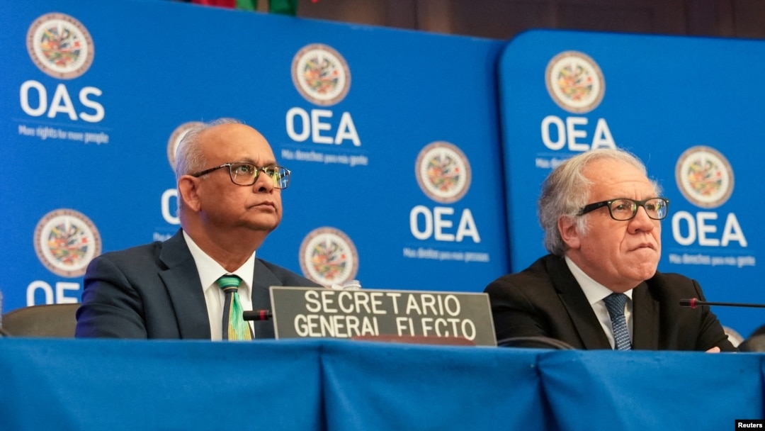 La Organización de Estados Americanos (OEA) eligió como su nuevo secretario general al canciller de Surinam, Albert Ramdin, quien reemplaza en el cargo a Luis Almagro. En Washington, el 10 de marzo de 2023.