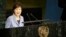 Korean President Park Geun-hye addresses the 70th session of the United Nations General Assembly at U.N. headquarters, Monday, Sept. 28, 2015.