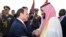 Egyptian President Abdel-Fattah el-Sissi, left, greets Saudi Crown Prince Mohammed bin Salman on his arrival to Cairo, Egypt, for a visit meant to deepen the alliance between two of the region's powerhouses, Sunday, March 4, 2018.