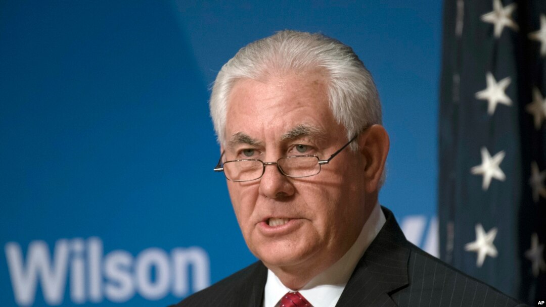 Menteri Luar Negeri Amerika Serikat Rex Tillerson di Wilson Center, Washington D.C., 28 November 2017.