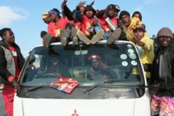 Supporters of Zambian opposition leader Hakainde Hichilema celebrate on the streets of Lusaka, Zambia, Aug, 16, 2021. Hichilema has won the southern African country's presidency after taking more than 50% of the vote.