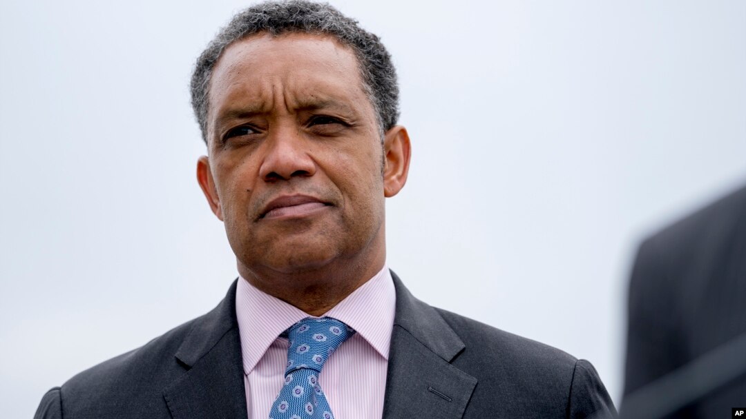 In this Feb. 26, 2018 photo, District of Columbia Attorney General Karl Racine, attends a news conference near the White House in Washington. 