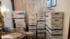 FILE - This undated image, contained in the indictment against former President Donald Trump, shows boxes of records stored in a bathroom and shower at Trump's Mar-a-Lago estate in Palm Beach, Florida. (Justice Department via AP) 