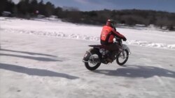 Motorcycle Racers Go Full Throttle on Frozen Lakes
