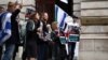 Israel supporters demonstrate outside Britain's Foreign, Commonwealth and Development Office in London, Sept. 3, 2024, following the government's announcement on suspending some arms exports to Israel.