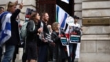 Israel supporters demonstrate outside Britain's Foreign, Commonwealth and Development Office in London, Sept. 3, 2024.