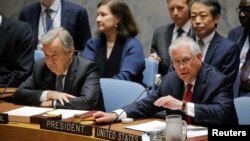 AQSh Davlat kotibi Reks Tillerson va BMT Bosh kotibi Antonio Guterres, Nyu-York, 28-aprel, 2017