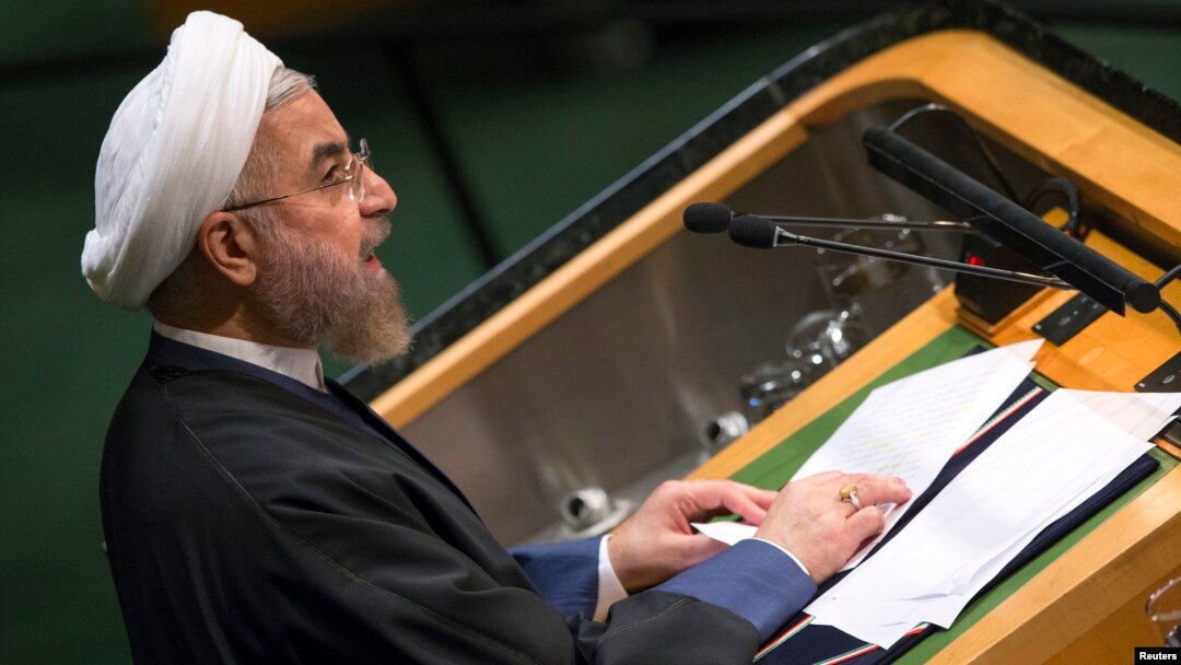 Iranian President Hassan Rouhani addresses the 69th United Nations General Assembly at the United Nations Headquarters in New York, Sept. 25, 2014.