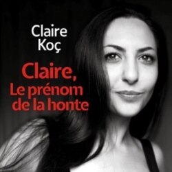 Claire Koç is seen on the cover of her book Claire, le Prénom de la Honte or Claire, the Name of Shame (Social media)