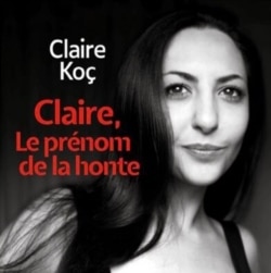 Claire Koç is seen on the cover of her book Claire, le Prénom de la Honte or Claire, the Name of Shame (Social media)